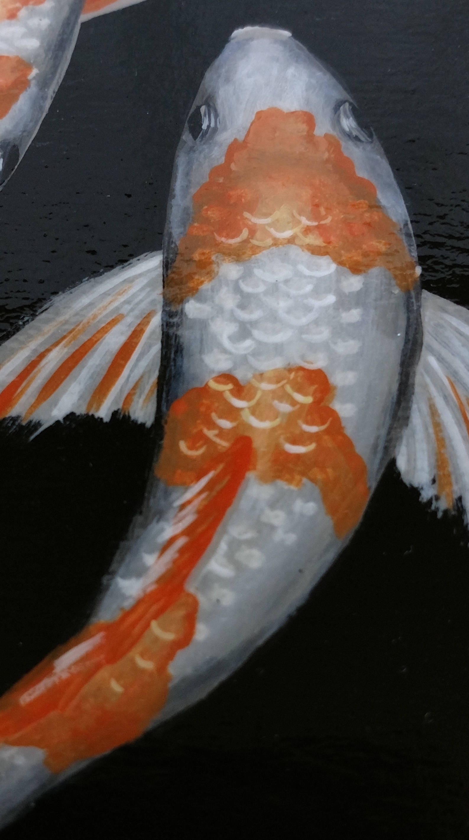 Painted Fish - Two Fish - Koi Fish Painting - Wall Art - White and