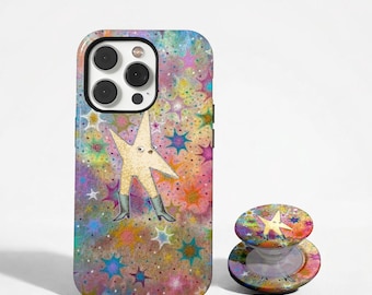 Whimsical Star Phone Case, Cartoon Star Phone Case: Bold Color Motif Phone Cover, iPhone 17 16 15 14 13 12 11, Samsung S26 S25 S24 S23 S22