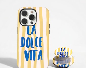 Italy Phone Case Amalfi La Dolce Vita Cover, Yellow Stripe Summer Cover, Amalfi Coast Vacation, iPhone 17Pro, 16, 15, 14, 13, Samsung S26
