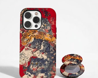 Aesthetic Tiger Phone Case Scary Animal Cover, Tiger Art Phone Case Wild Animal Japan Cover, iPhone 17, 17e, 16e, 15, 14, 13, Samsung S26