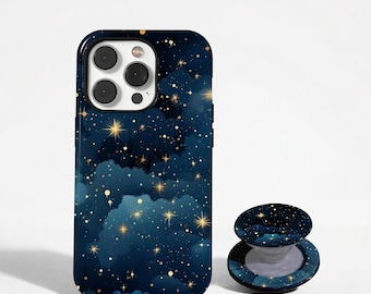 Sparkling Stars Night Sky Case, Starry Sky Night Celestial Stars, Midnight Blue Celestial Cover, iPhone 17 16 15 14 13 12, Samsung S26 S25