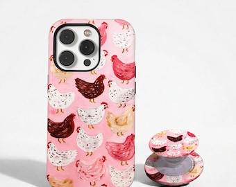 Chicken phone case, Farm animal iPhone cover, Hen country life, Western farmhouse southern, iPhone 17Pro, 16, 15, 14, 13, 12, Samsung S26