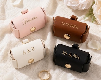 Caja de cuero personalizada para anillos de perro, portador de anillos de boda personalizado, soporte para propuestas de matrimonio con mascotas