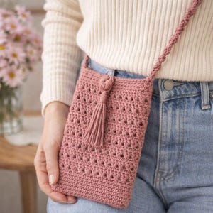 extured Crochet Phone Bag Pattern Cross Stitch Beginner Friendly PDF Tutorial Download Instant