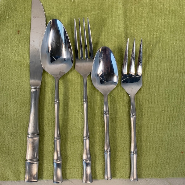 Faux Bamboo Stainless Flatware, Sold per piece, Supreme Cutlery Japan Mid Century Modern flatware,