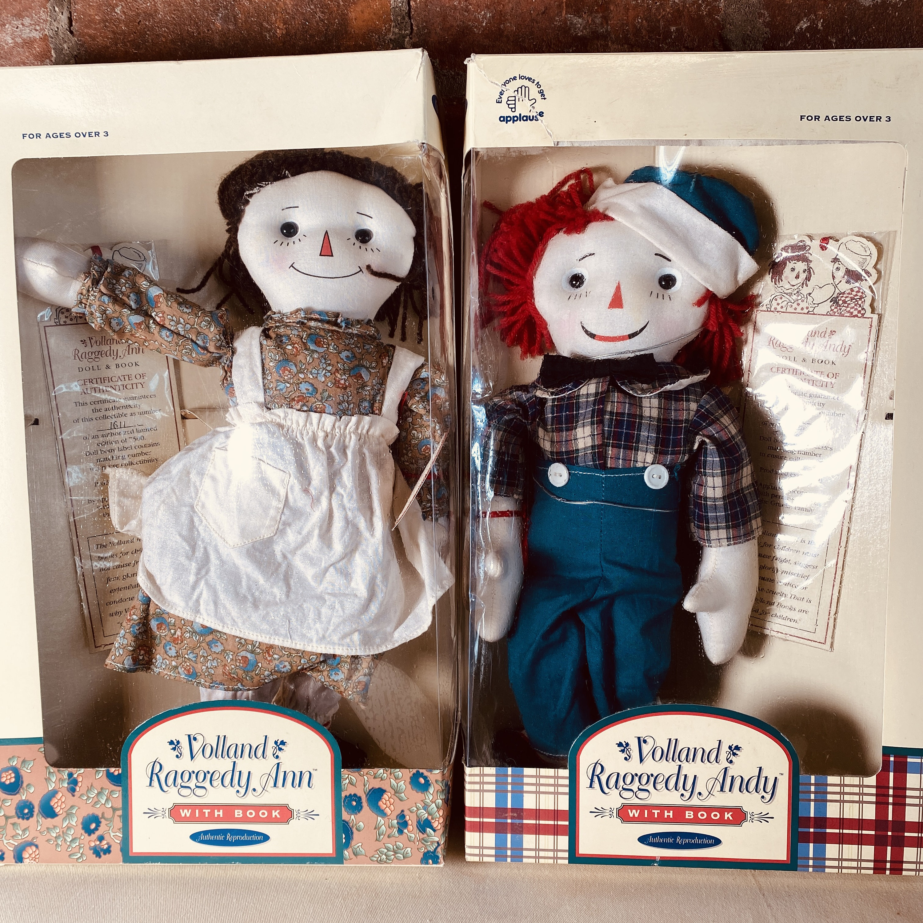 Pair 15 Volland Reproduction Raggedy Ann and Andy Dolls