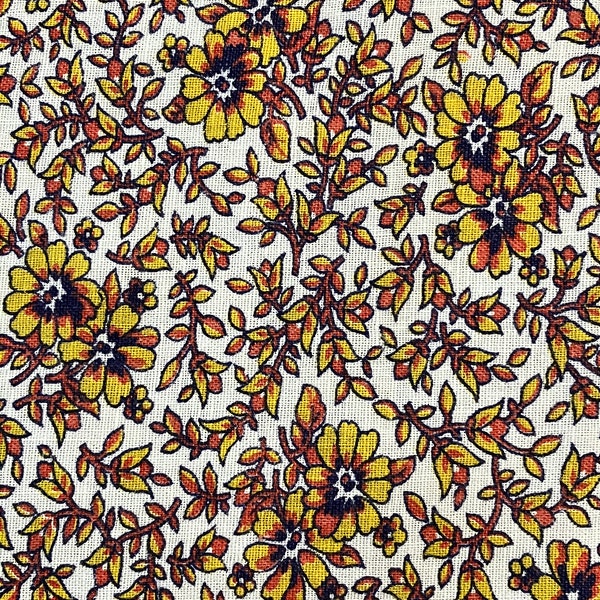 1 + yd 1930's 1940's vintage yellow floral fabric, vintage calico, 1940s novelty fabric
