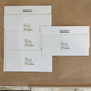 set 5 sobres de regalo en efectivo de los mejores deseos del Banco de Boston Connecticut, caja de regalo del banco, sobre en efectivo de cumpleaños