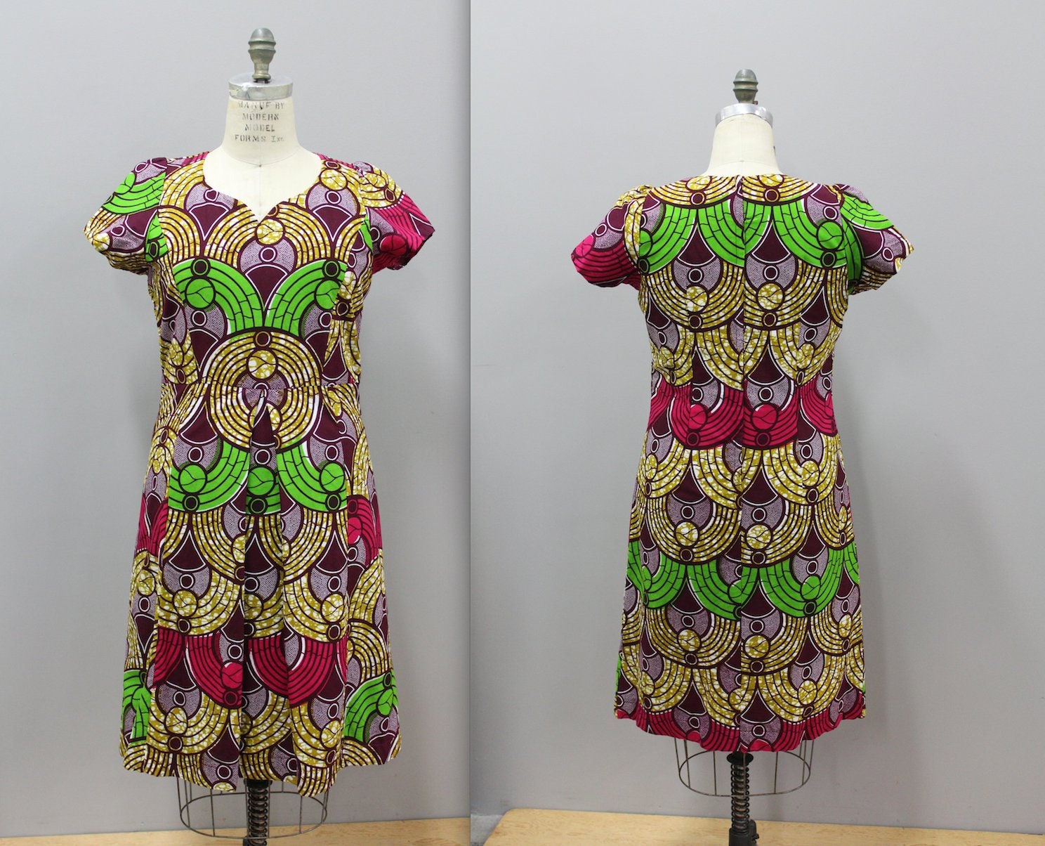 maroon african print dress