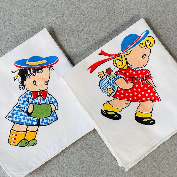 Pair Children's Handkerchiefs, 40s kids accessory