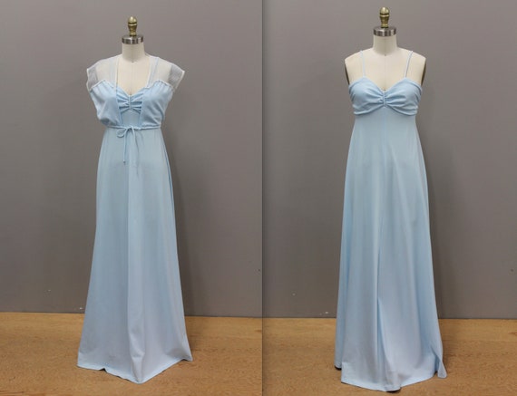 Vintage 1970s Blue Prom Dress, 1970s Powder Blue P