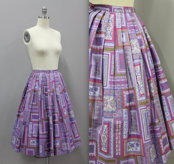 Vintage Novelty Print Cotton Circle Skirt, Vintage