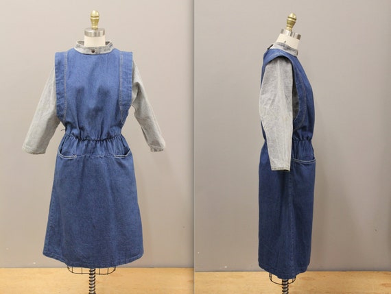 Vintage Cotton Denim Dress, 1980s Batwing Denim Dr