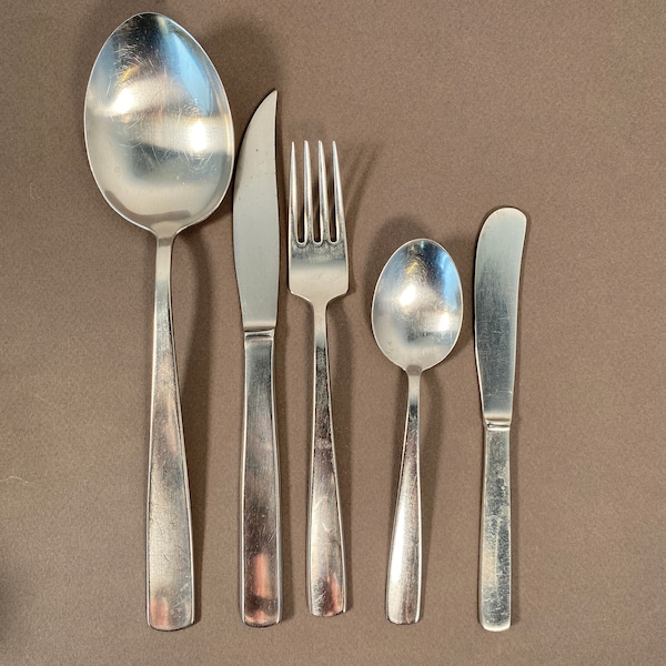 Gense Facette Stainless Swedish Flatware per piece, Replacement Mid Century Modern flatware, Selling individually, Gense 18-8 knife fork