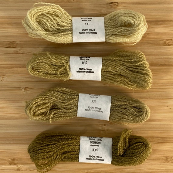 4 Skeins Appleton Crewel Yarn 2 Ply Wool Drab Green Family Embroidery Yarn Etsy