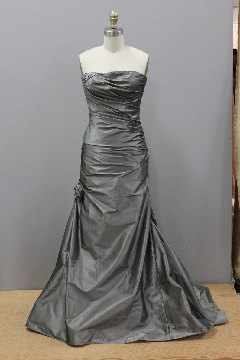 Vintage 1990s Metallic Silver Prom Dress Silver Formal Gown Etsy