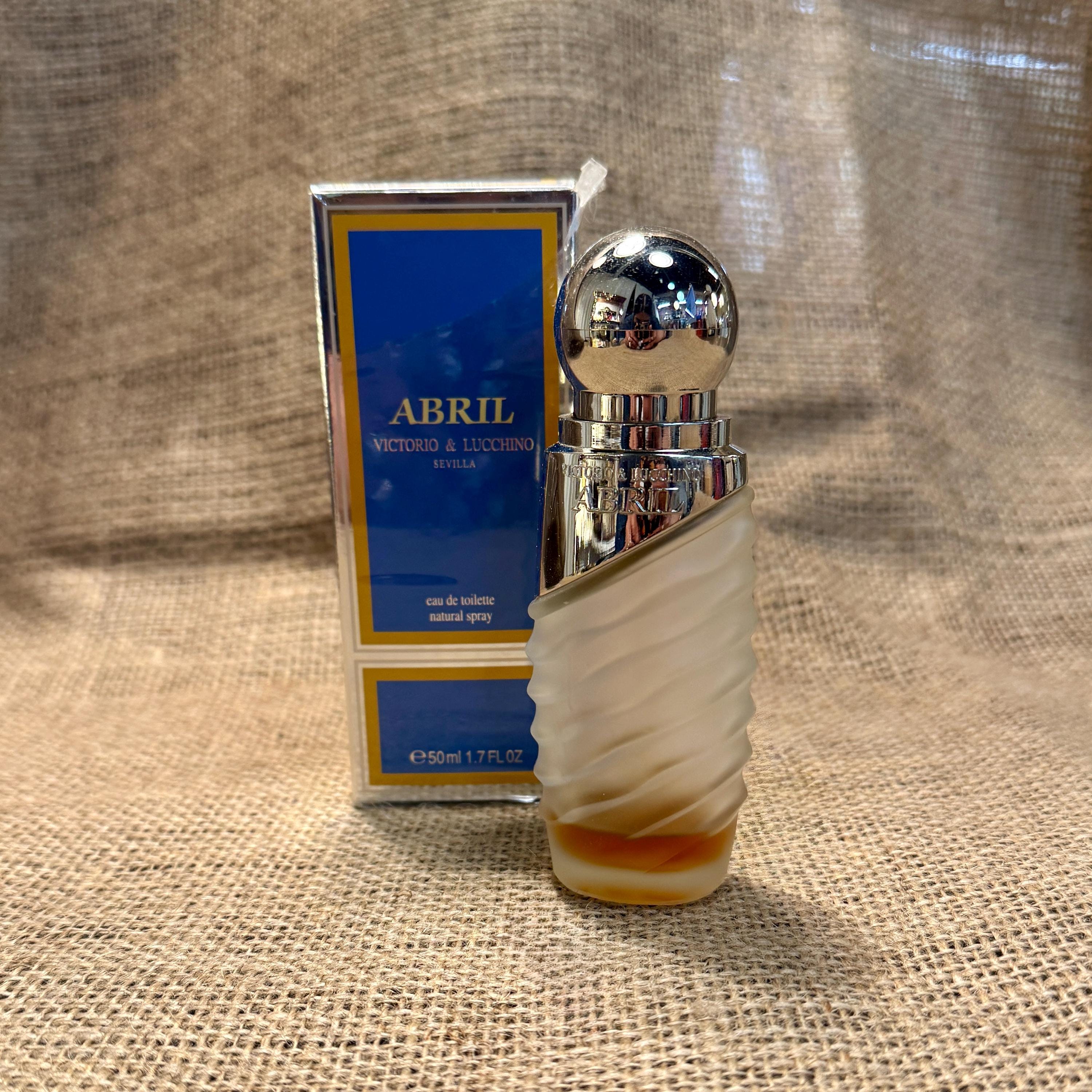 Abril Sevilla Eau De Toilette by Victorio & Lucchino – 1.7 fl oz/50 mL – Open Box – Partial Bottle – 1990s