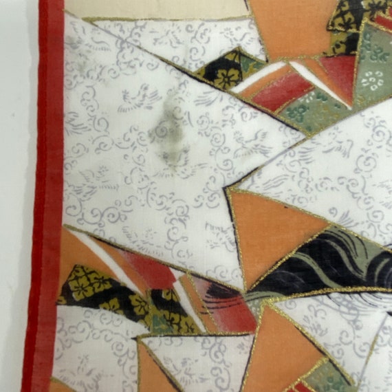 Japanese Motif Linen Handkerchief, Geisha Girl Ha… - image 8