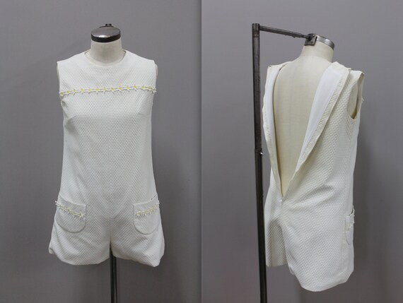 Vintage Romper Seersucker with Daisies, Vintage Da