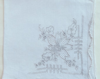 Appenzell / Swatow Handkerchief, Hand Embroidered Bridal Handkerchief, Whitework hankie