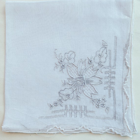 Appenzell / Swatow Handkerchief, Hand Embroidered… - image 1