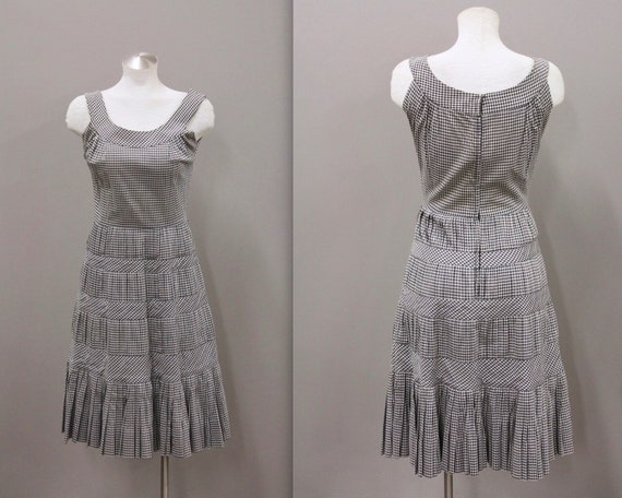 Vintage Larry Aldrich Black and White Gingham Dres
