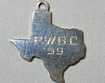 Texas FWBC Charm, Sterling Silver FWBC '59 Charm, Vintage Charm For Pendant or Bracelet