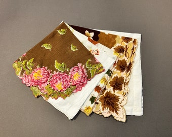 Set of 5 Fall Handkerchiefs, vintage hankies, Bridal Party Gift, New Old Stock, Vintage Accessories, Fall accessory