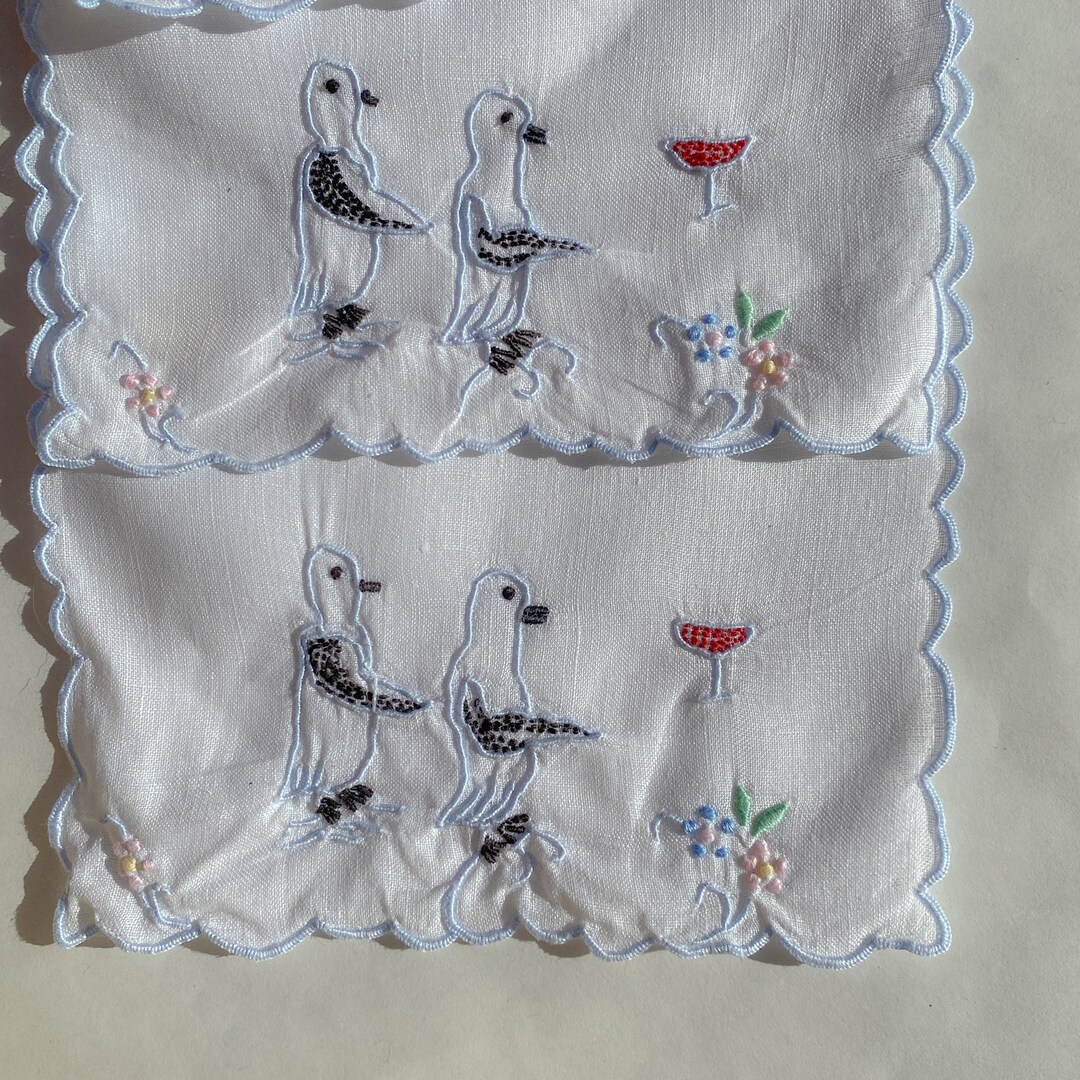 Set 4 Unique Cocktail Napkins Pair of Penguins Chasing a Etsy
