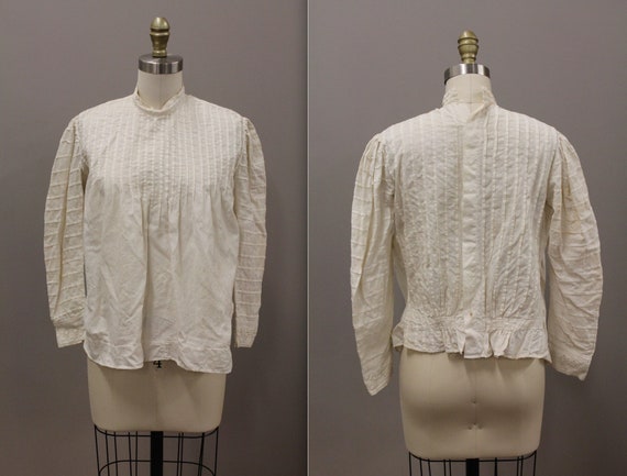 Victorian Shirtwiast, Antique Cotton Blouse, White
