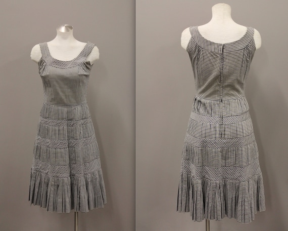 Vintage Larry Aldrich Black and White Gingham Dres