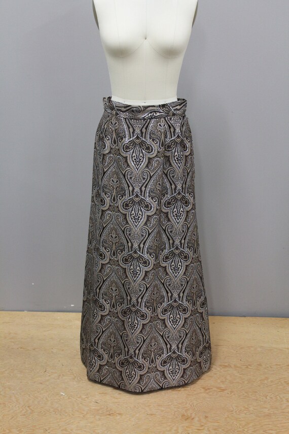 Vintage Metallic Brocade Maxi Skirt, Vintage Meta… - image 3