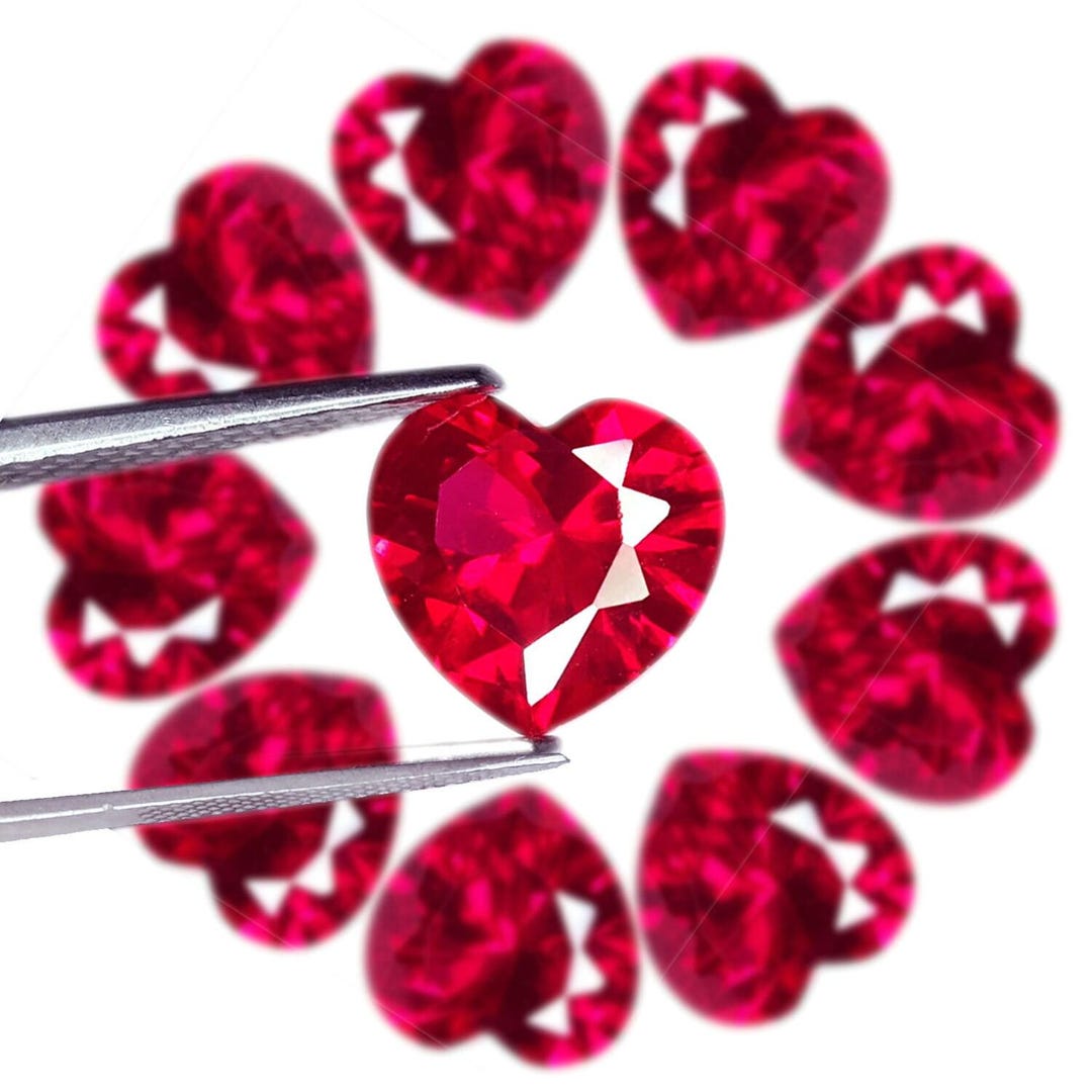 Ruby Lot Natural Red Ruby 8 MM Heart Shape Certified Loose Gemstone 20 Ct 10 Pcs ...