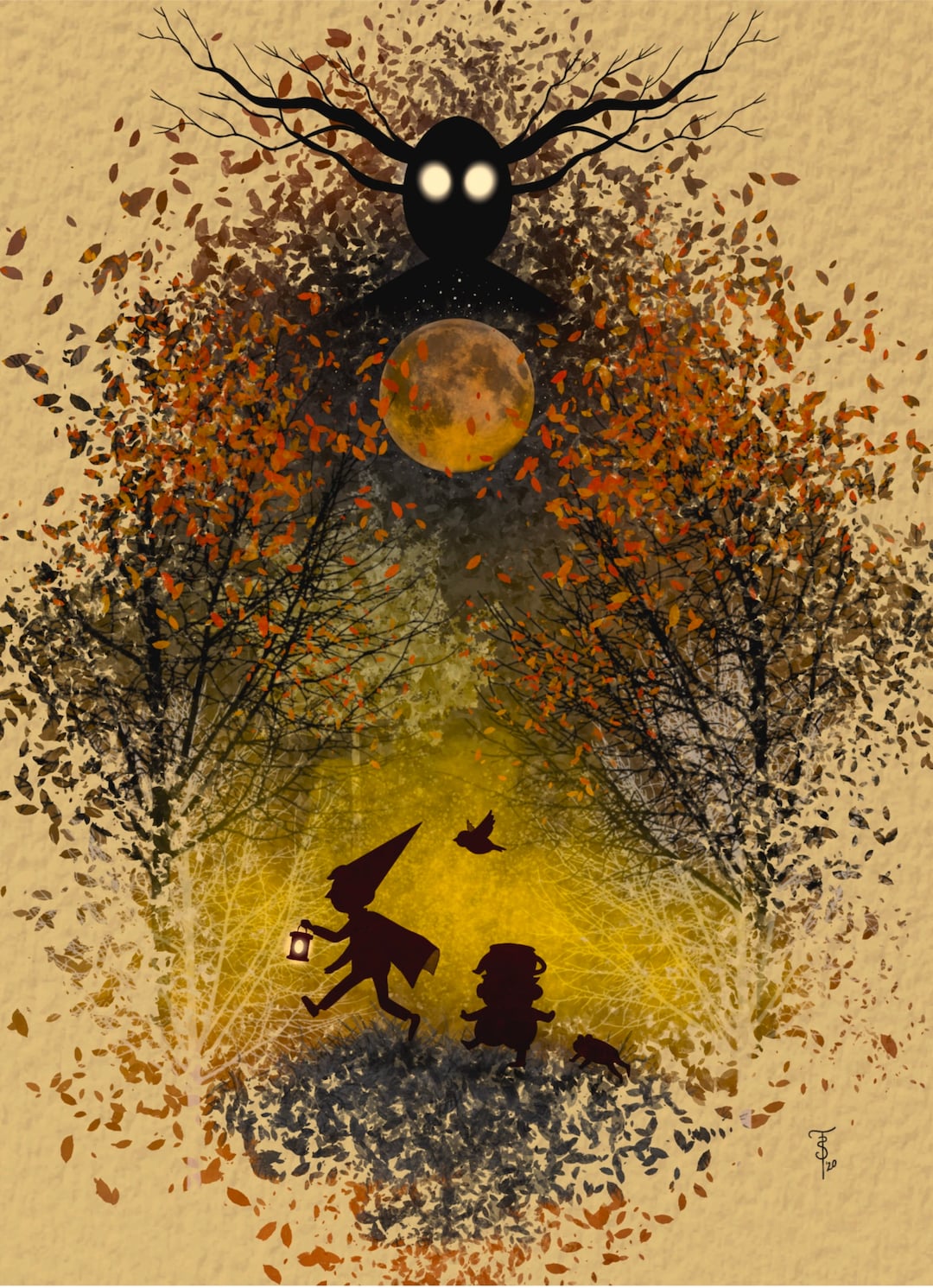 Over the Garden Wall (5 X 7”) Halloween Art Print, Gothic Wall Art