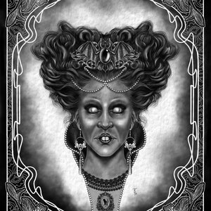 Winifred Sanderson print magic art dark art witch witchcore halloween dark christmas creepy art gothic wall art spooky magical cottagecore