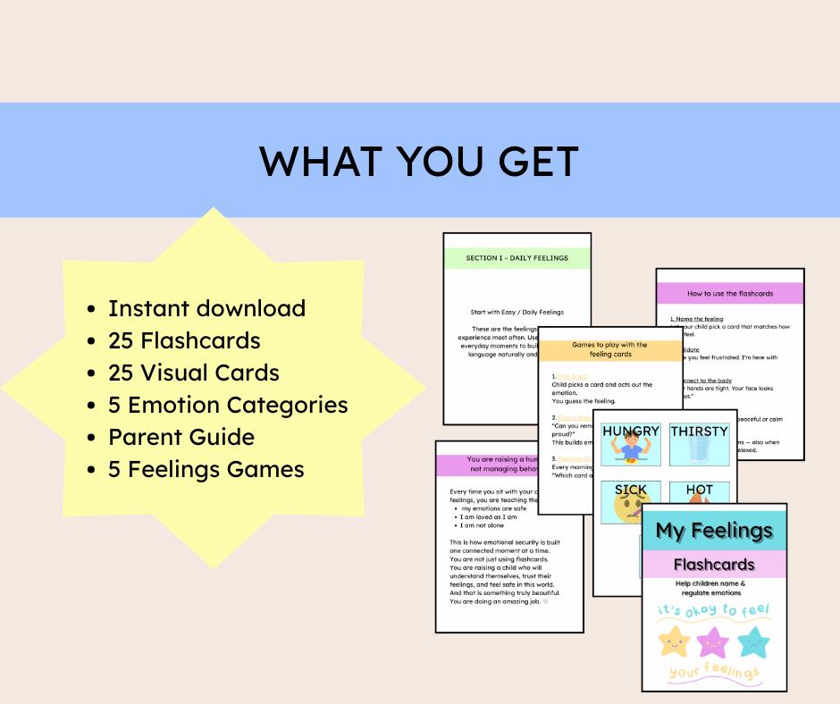 Feelings Flashcards for Kids Printable | Emotion Cards Toddler | Social ...