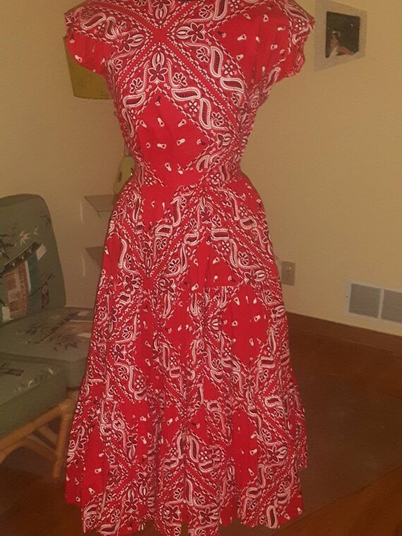 1950's Thunderbird 'Bandanna print' blouse and sk