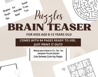 PUZZLE BRAIN TEASER Printable 84 pages Worksheets (Digital Download)