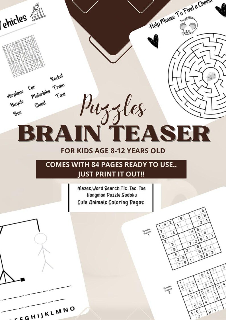 Spring Printable Brain Teaser PUZZLE BRAIN TEASER Printable 84 Pages Worksheets (digital Download) - Etsy
