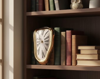 Melting Wall Clock, Surreal Dali Style Clock, Distorted Shelf Clock Decor