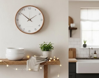 Nordic Solid Wood Wall Clock, Modern Minimalist Silent Clock, Scandinavian Home Decor
