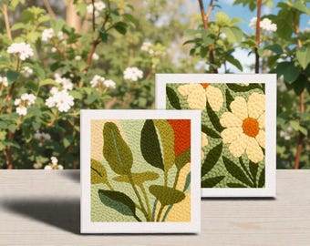 Floral Punch Needle Kit Beginner | Embroidery DIY Craft Set with Hoop Yarn Fabric | Gift for Adults Kids