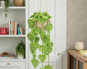 KRABALL Crochet Hanging Plant Kit – Easy DIY Hand Knitting Yarn Set with Hooks, Needles & Instructions
