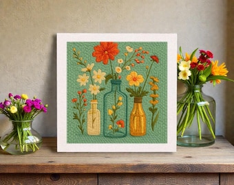 Flower Punch Needle Kit for Beginners | DIY Embroidery Art Set with Hoop Yarn & Tools