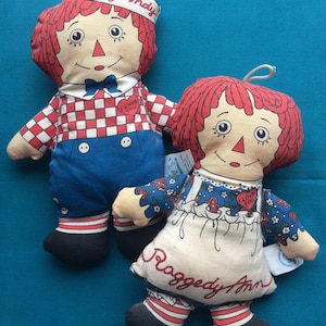 Raggedy Ann & Andy 8” Applause Fabric Dolls with Hangers