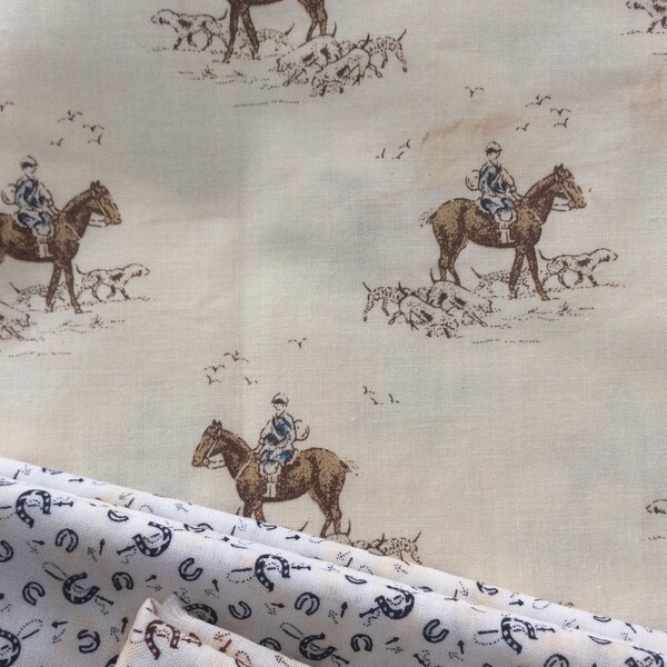 Horse & Horseshoe Print Fabric Moda And Marcus Brothers