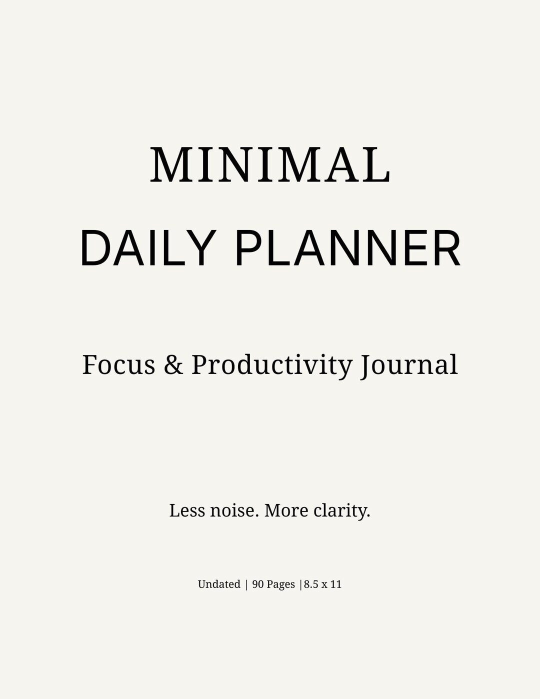 Minimal Daily Planner Printable Focus & Productivity | Undated Planner ...