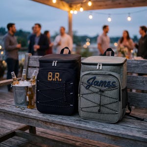 Custom Beer Cooler Backpack, Personalized BBQ Host Gift, Housewarming Gift for Men, Summer Party Tailgate Bag, 3D Monogram Insulated