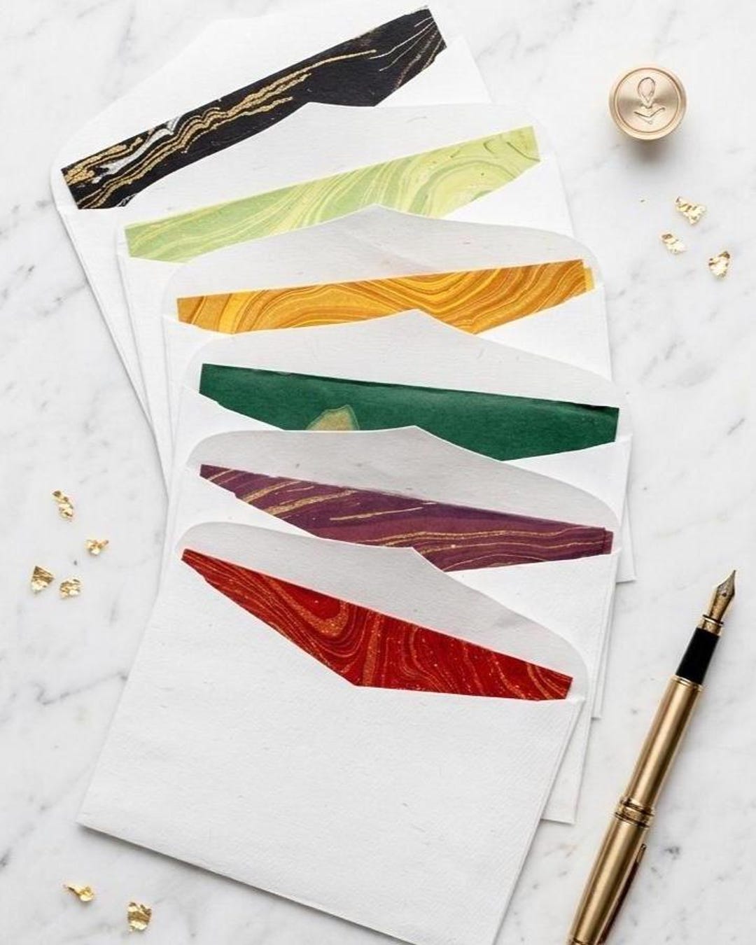 Set of 20 Handmade Cotton Paper Marbled Cards & Envelopes | A6 Blank ...