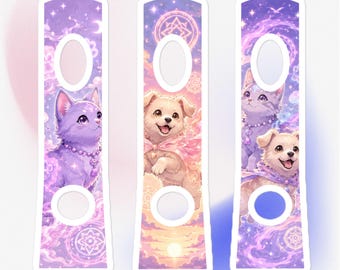 Zauberhafte Anime-Haustiere – Philips Sonicare Kinder-Aufkleber | Kawaii-Katzen- und Hunde-Zahnbürstenfolie | Pastellfarbene Fantasy-Aufkleber